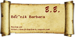 Bánik Barbara névjegykártya